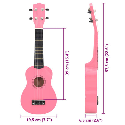 Soprano Ukulele Set with Bag for Kids Pink 23"