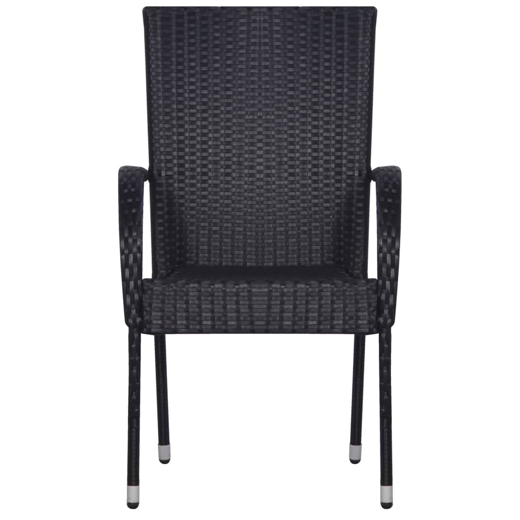 Stackable Outdoor Chairs 4 pcs Poly Rattan Black