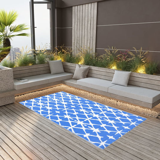 Outdoor Carpet ARAKIL Blue and White 80x150 cm PP