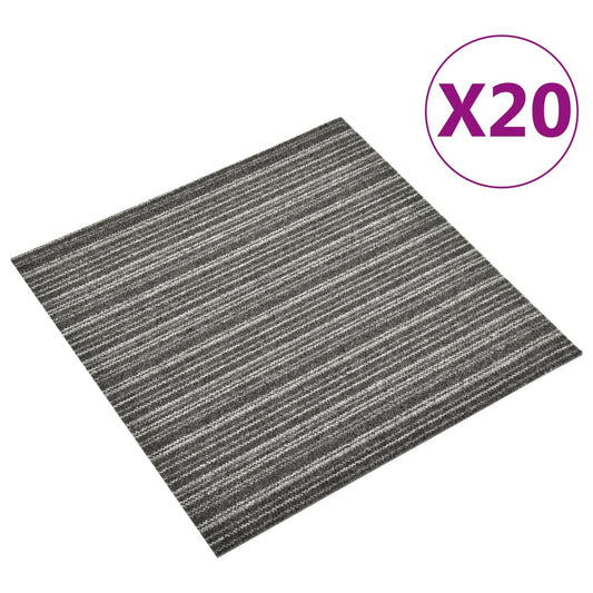 Carpet Floor Tiles 20 pcs 5 m² 50x50 cm Striped Anthracite