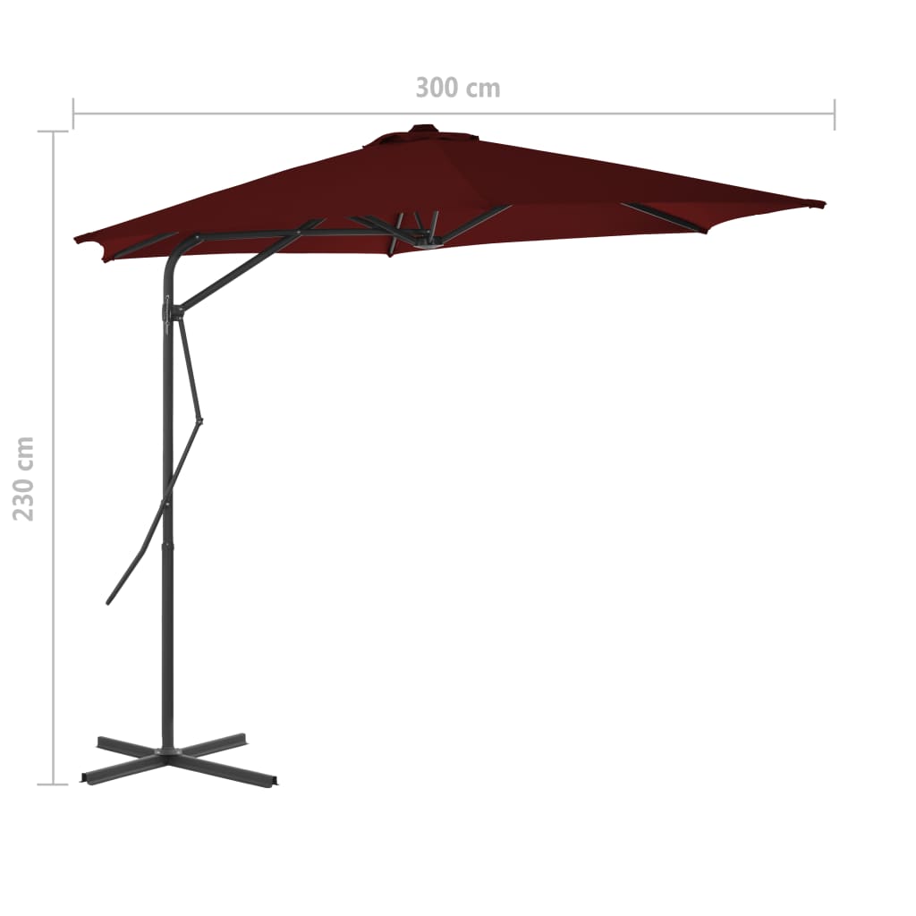 Garden Parasol with Steel Pole Bordeaux Red 300x230 cm