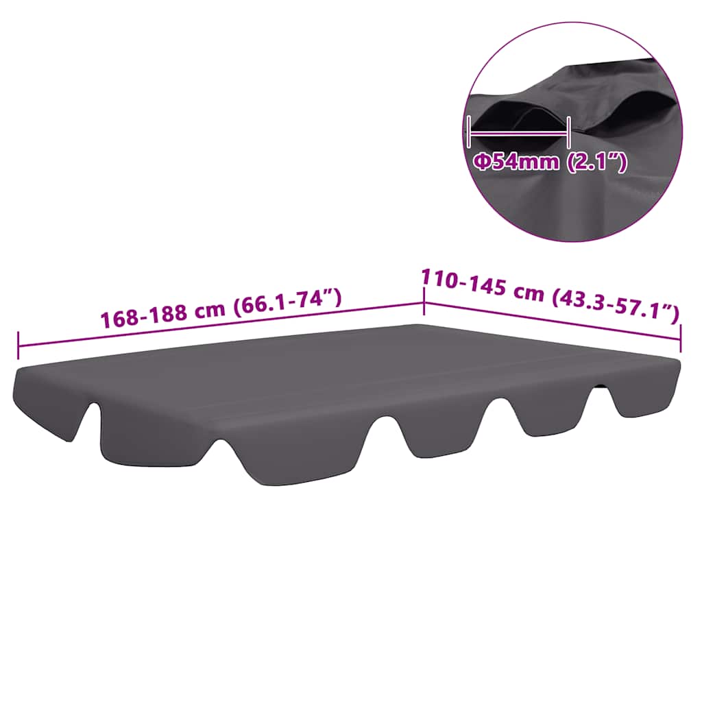 Replacement Canopy for Garden Swing Anthracite 188/168x145/110cm