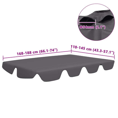 Replacement Canopy for Garden Swing Anthracite 188/168x145/110cm