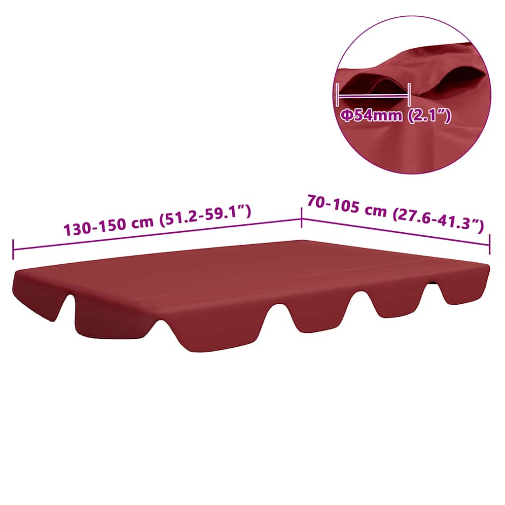 Replacement Canopy for Garden Swing Wine Red 150/130x105/70 cm