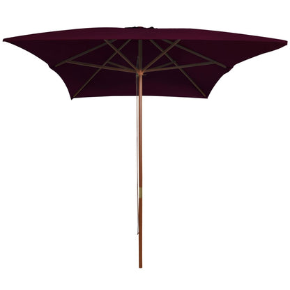 Garden Parasol with Wooden Pole Bordeaux Red 200x300 cm