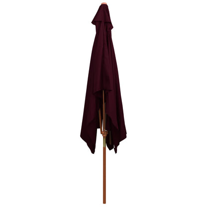 Garden Parasol with Wooden Pole Bordeaux Red 200x300 cm