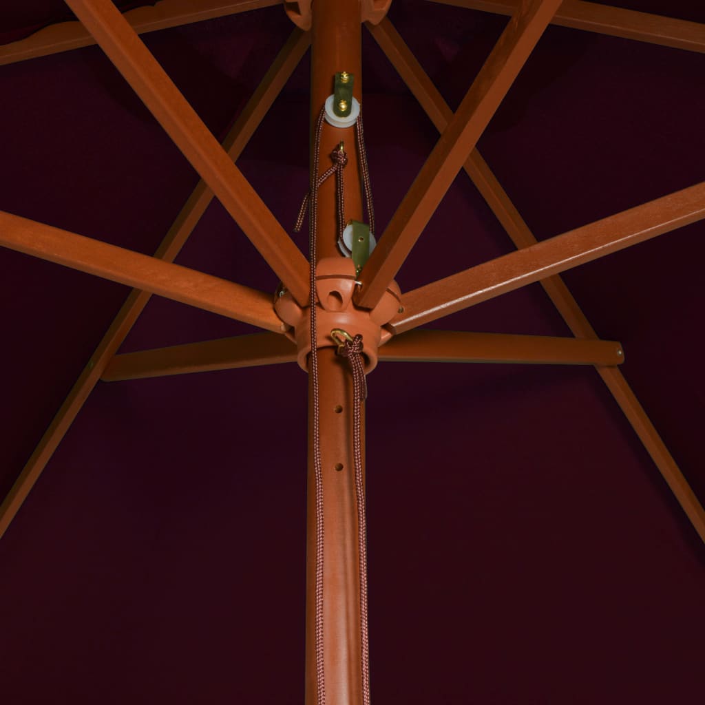 Garden Parasol with Wooden Pole Bordeaux Red 200x300 cm