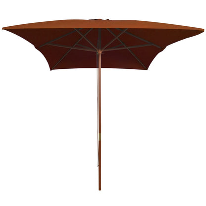 Garden Parasol with Wooden Pole Terracotta 200x300 cm