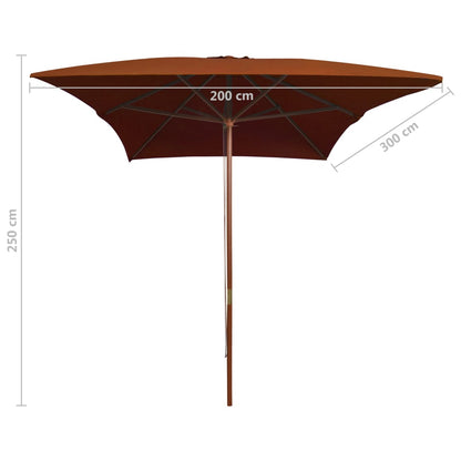 Garden Parasol with Wooden Pole Terracotta 200x300 cm