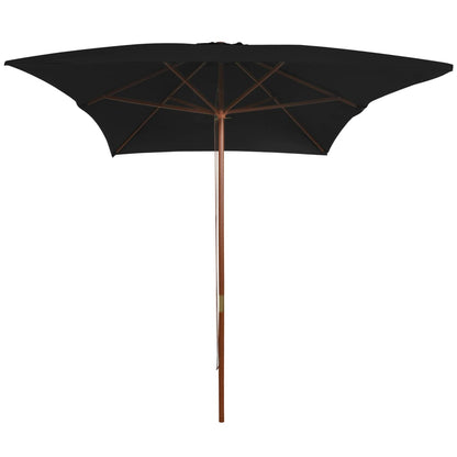 Garden Parasol with Wooden Pole Black 200x300 cm