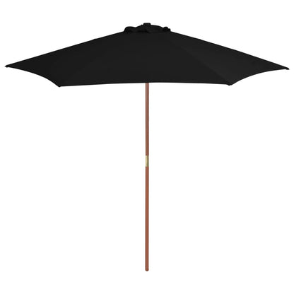 Garden Parasol with Wooden Pole Black 270 cm