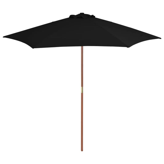 Garden Parasol with Wooden Pole Black 270 cm