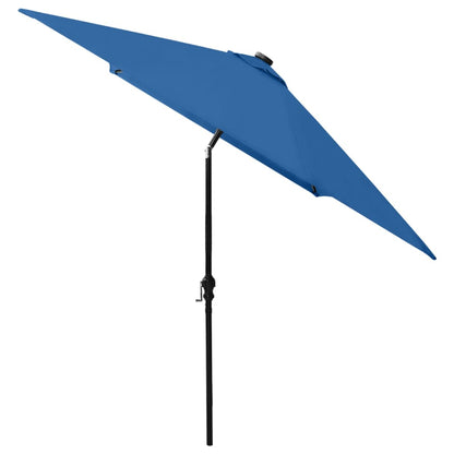 Garden Parasol with LEDs and Steel Pole Azure Blue 2x3 m