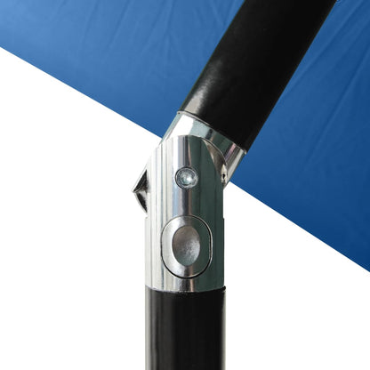 Garden Parasol with LEDs and Steel Pole Azure Blue 2x3 m