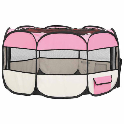 Foldable Dog Playpen with Carrying Bag Pink 125x125x61 cm