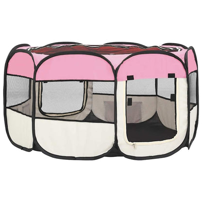Foldable Dog Playpen with Carrying Bag Pink 125x125x61 cm
