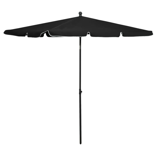 Garden Parasol with Pole 210x140 cm Black