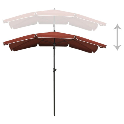 Garden Parasol with Pole 200x130 cm Terracotta
