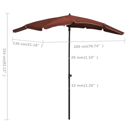 Garden Parasol with Pole 200x130 cm Terracotta