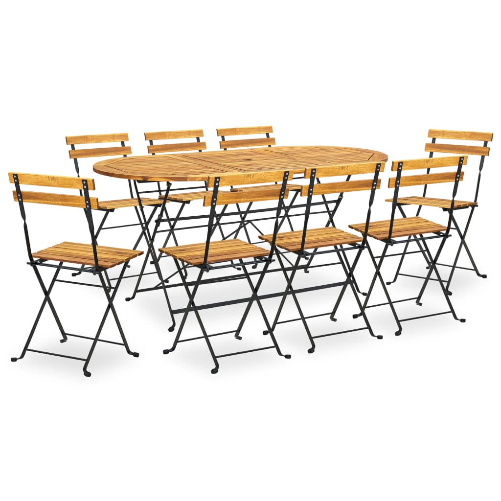 9 Piece Folding Outdoor Dining Set Solid Acacia Wood