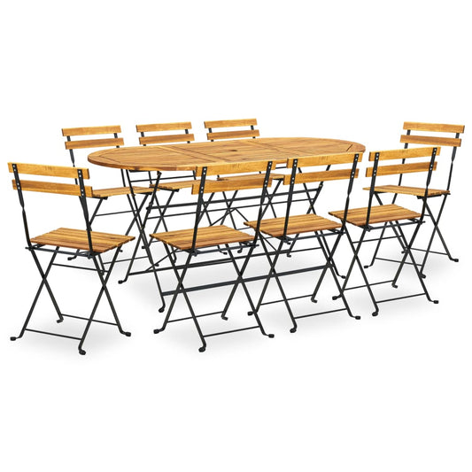 9 Piece Folding Outdoor Dining Set Solid Acacia Wood