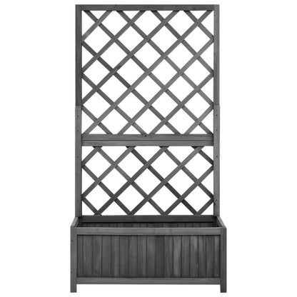 Garden Trellis Planter Black 70x30x135 cm Solid Firwood
