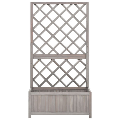 Garden Trellis Planter Grey 70x30x135 cm Solid Firwood