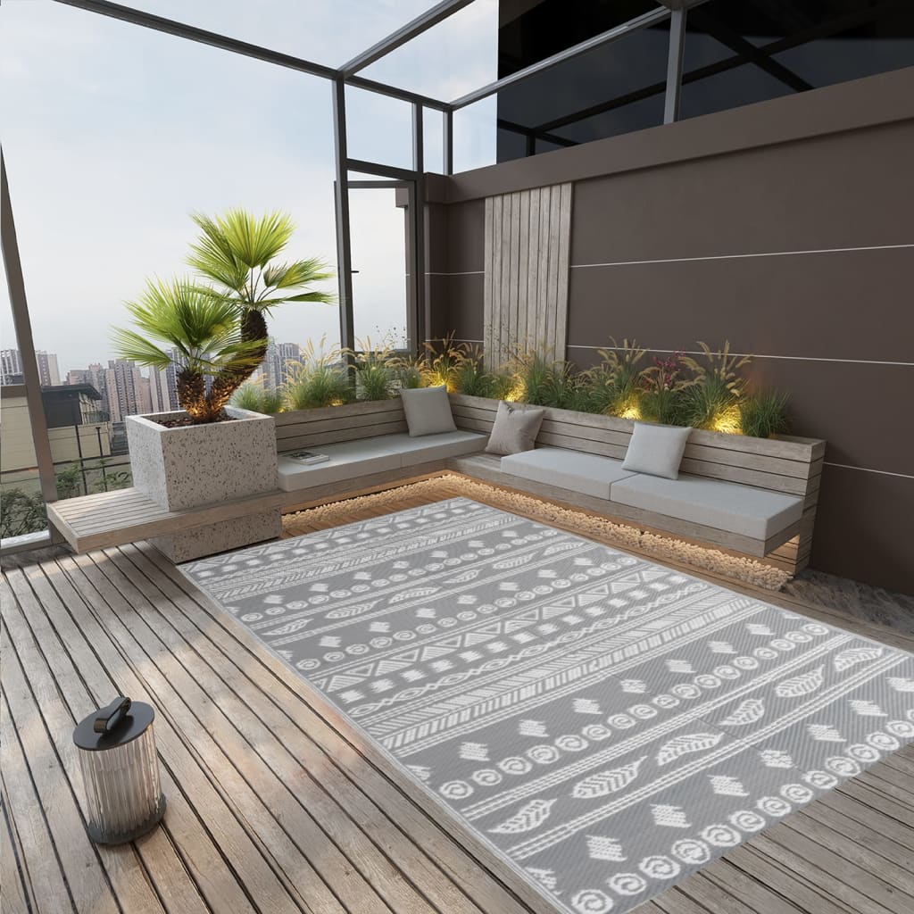 Outdoor Rug ARAKIL Grey 140x200 cm PP