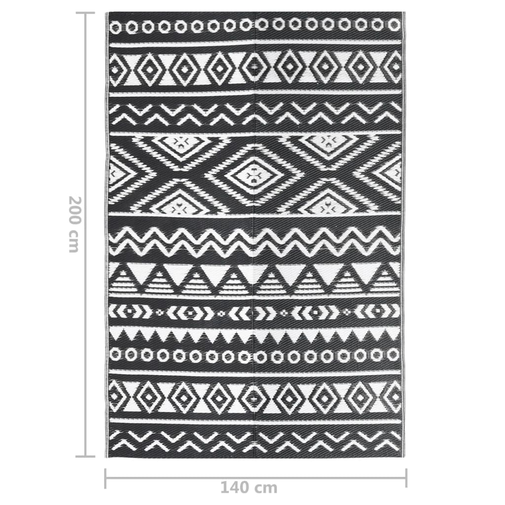 Outdoor Rug ARAKIL Black 140x200 cm PP