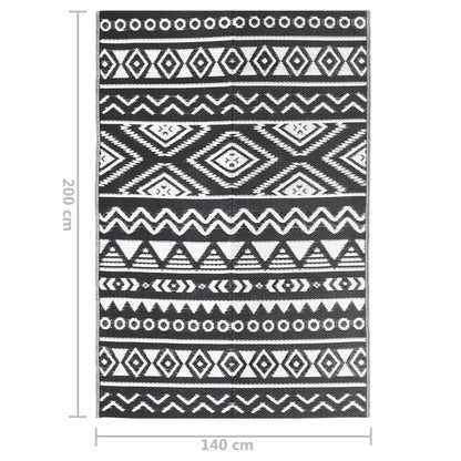Outdoor Rug ARAKIL Black 140x200 cm PP
