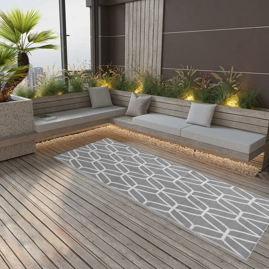 Outdoor Rug ARAKIL Grey 80x250 cm PP