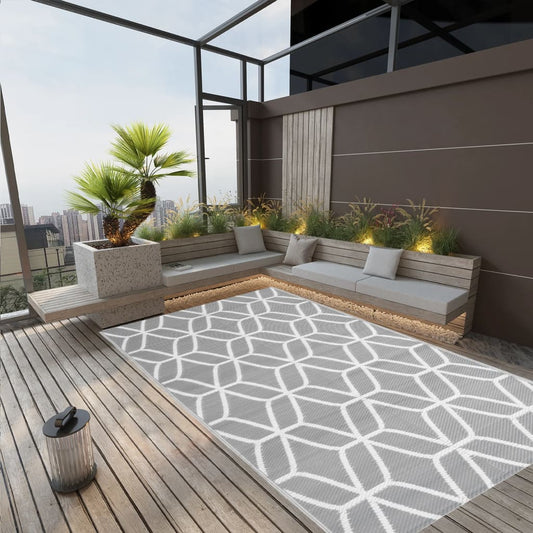 Outdoor Rug ARAKIL Grey 140x200 cm PP