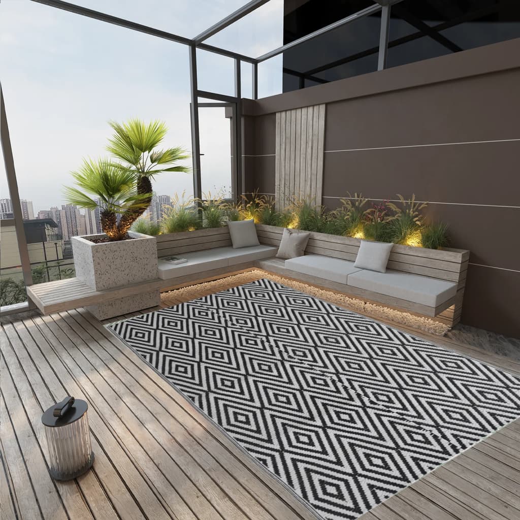 Outdoor Rug ARAKIL Black 140x200 cm PP