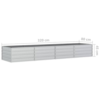 Garden Raised Bed 320x80x45 cm Galvanized Steel Silver