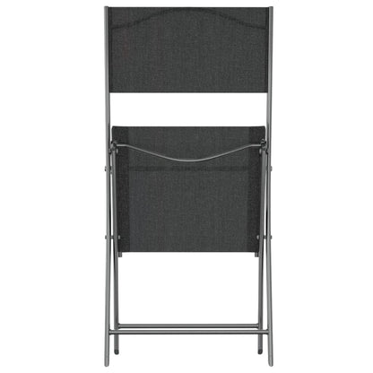 Folding Outdoor Chairs 4 pcs Black Steel and Textilene