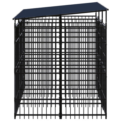 Outdoor Dog Kennel with Roof Steel 5.53 m²