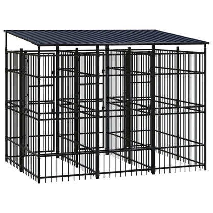Outdoor Dog Kennel with Roof Steel 5.53 m²