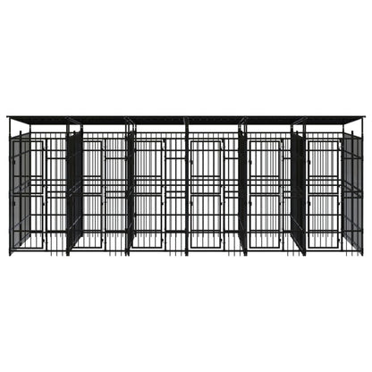 Outdoor Dog Kennel with Roof Steel 11.06 m²
