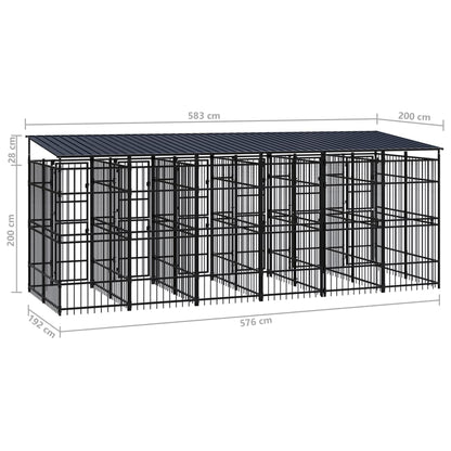 Outdoor Dog Kennel with Roof Steel 11.06 m²