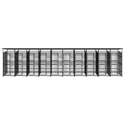 Outdoor Dog Kennel with Roof Steel 18.43 m²