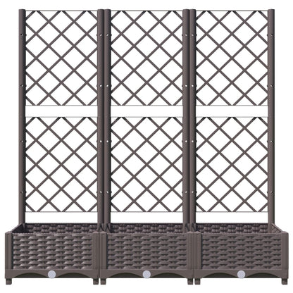 Garden Planter with Trellis Brown 120x40x121.5 cm PP