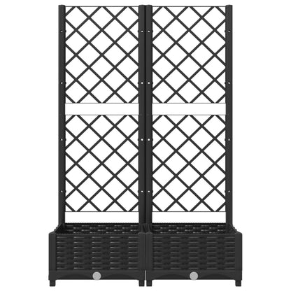 Garden Planter with Trellis Black 80x40x121.5 cm PP