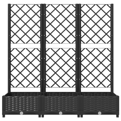 Garden Planter with Trellis Black 120x40x121.5 cm PP