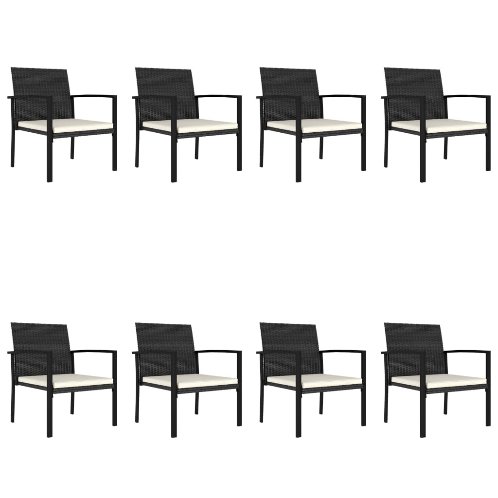 9 Piece Outdoor Dining Set Poly Rattan Black