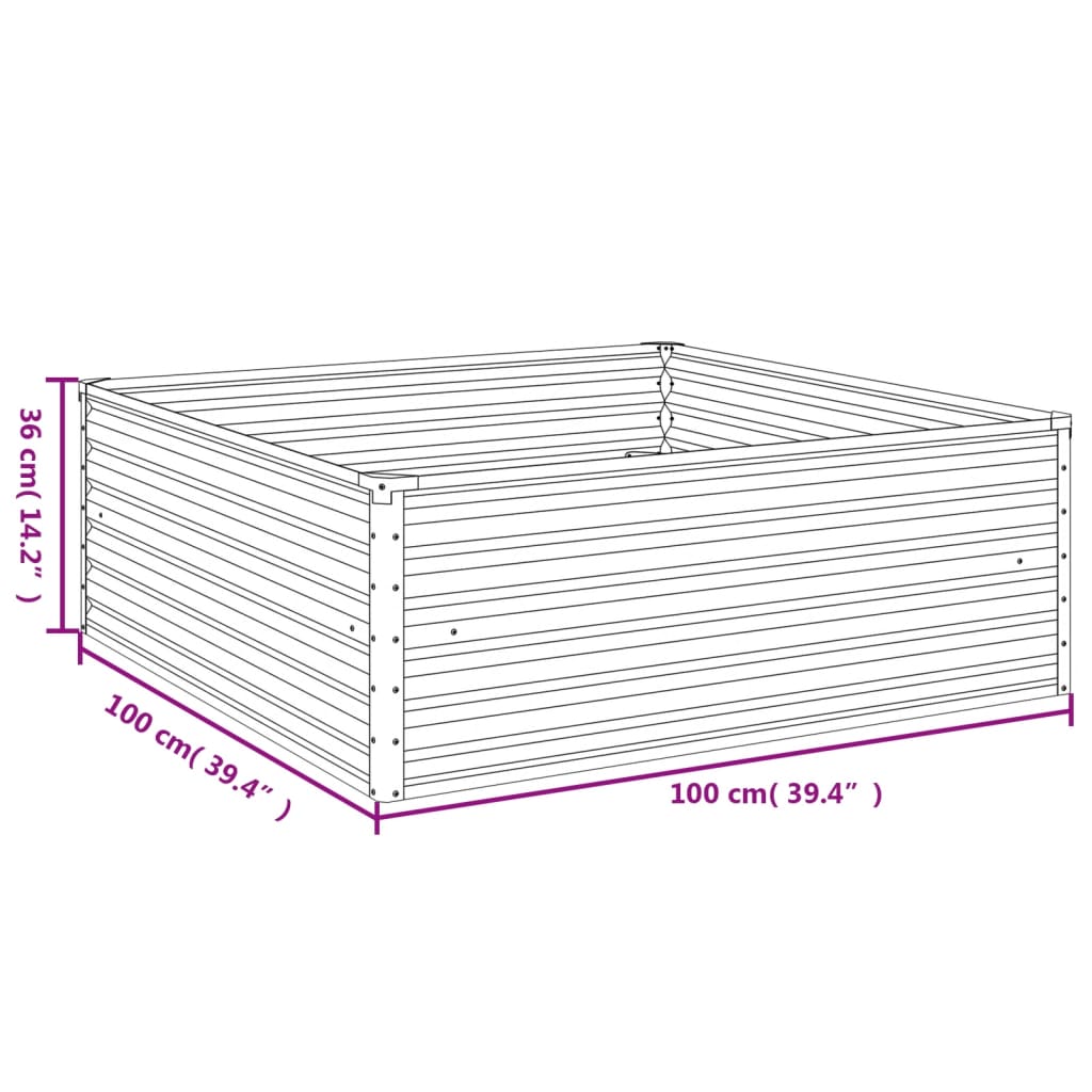 Garden Raised Bed 100x100x36 cm Corten Steel