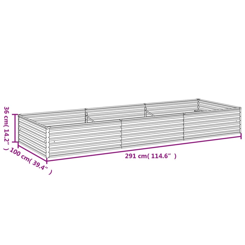 Garden Raised Bed 291x100x36 cm Corten Steel