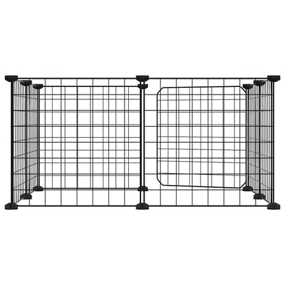 8-Panel Pet Cage with Door Black 35x35 cm Steel