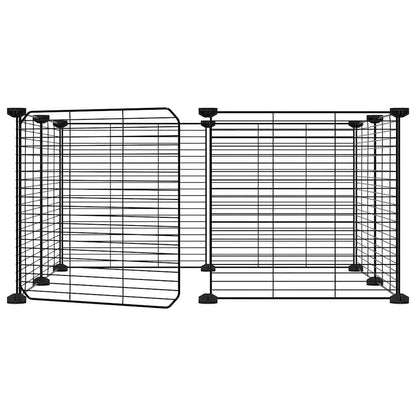 8-Panel Pet Cage with Door Black 35x35 cm Steel
