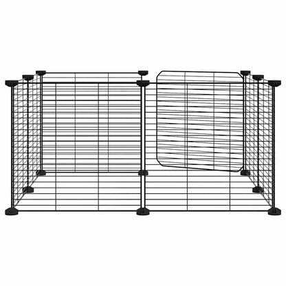 8-Panel Pet Cage with Door Black 35x35 cm Steel