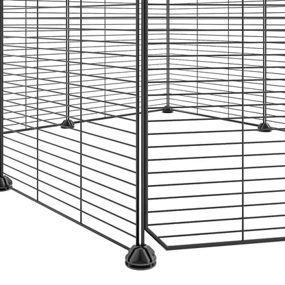 8-Panel Pet Cage with Door Black 35x35 cm Steel